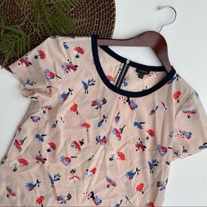 Talbots Women’s Shirt Floral Print Short Sleeve Zip Back Size 8